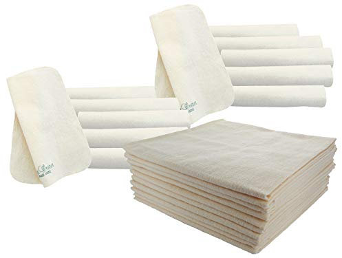 Bio Moltontücher 10er-Set mit Waschlappen 100% Bio-Baumwolle (kbA) GOTS zertifiziert, Natur, 40 x 40 cm