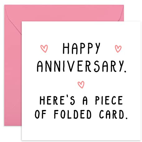 Central 23 - Funny Anniversary Card - 'Here's a Folded Piece Of Card' - For Husband Wife Girlfriend Boyfriend - Comes with Fun Stickers
