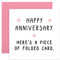 Central 23 - Funny Anniversary Card - 'Here's a Folded Piece Of Card' - For Husband Wife Girlfriend Boyfriend - Comes with Fun Stickers