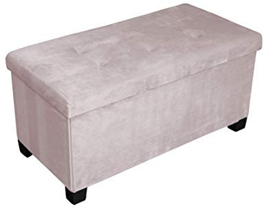 HomeHarmony® Velvet Folding Storage Ottoman Bench Cube Footrest with Legs/Feet Quick and easy to Assemble (Coral, large)