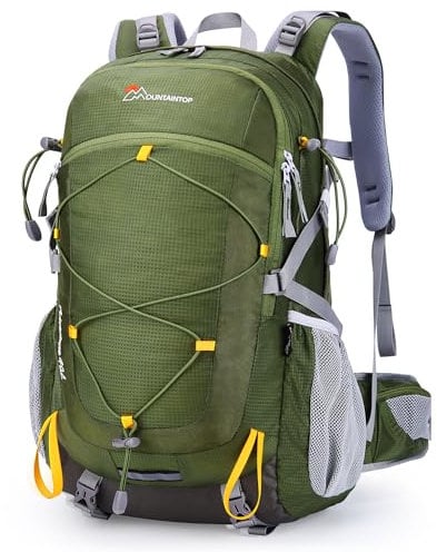 Mountaintop 40L Wanderrucksack Herren Damen Trekkingrucksack mit Regenhülle Multifunktionale Camping Klettern Reisen Outdoor Rucksäcke (Armeegrün)
