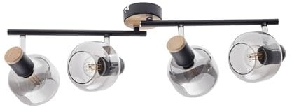 Näve Leuchten - 4er Spot Deckenleuchte Fumoso - Deckenlampe aus Metall und Rauchglas - E14-Fassung (max.40 W) - Für Esszimmer, Wohnzimmer, Diele oder Büro - Schwarz, 80 x 20 cm