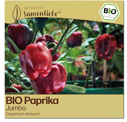 Samenliebe BIO Paprika Samen | Blockpaprika Jumbo - sehr groß & süß - samenfestes BIO Saatgut