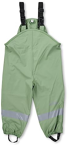 Sterntaler Regenhose ungefüttert Uni - Kinder Regenhose wasserdicht - Jungen Matsch- und Buddelhose mit verschweißten Nähten und elastischen Hosenträgern - Regenbekleidung - steingrün, Größe 80