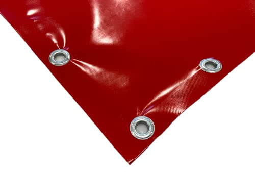 TENDAGGIMANIA PVC-Plane mit Ösen aus Aluminium, 650 g/m²- extra stark -mit umlaufendem Saum und Rundösen im Abstand von ca. 50cm- Massnahme 3m x 2,5m- Farbe: Rot