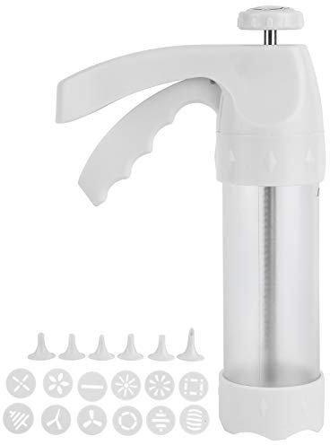 Cookie Press Gun Kit, Cake Making Gun Cookie Dies Discs,DIY Cookie Maker with 12 Cookies Mold and 6 Piping Nozzle,for Cake Decorating DIY Kitchen Baking