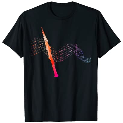 Buntes Notenblatt mit Oboe für Oboist T-Shirt