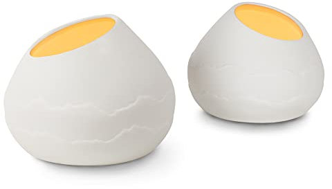 flature Teelichthalter Set aus Keramik, 2er Pack Windlicht in Weiß matt Durchscheinend, Nordic Style Dekoration für Frühling als Home Deko Wohnzimmer Modern, Handgefertigte Kerzenhalter, Kerzen Deko