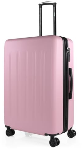 SKPAT - Valigia 23Kg da stiva capiente Valigia rigida XL con ruote silenziose Valigia espandibile Trolley Grande Rigido leggero ideale per viaggi lunghi con Lucchetto a combinazione, Rosa