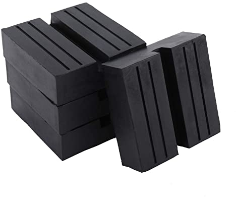 Confezione da 4 cuscinetti quadrati per cric, adattatori in gomma antiscivolo di colore nero, protezione per binari in gomma, cuscinetti per martinetti saldati e cuscinetti in gomma per cric auto (4)