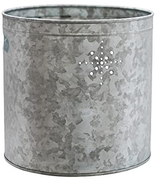 Ivyline Indoor Christmas Tree Bucket in Galvanized Steel with Star, Reusable Handmade Vase, Home Garden Decorative Plant Pot - H28 x W28cm