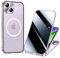 ksscaly Anti Peeping Hülle für iPhone 14 Plus 6,7, Kompatibel mit Magsafe 360 Grad Schutz Case Privatsphäre Gehärtetes Glas Magnetische Adsorption Metallrahmen Handyhülle Anti-Spähen Cover (Violett)