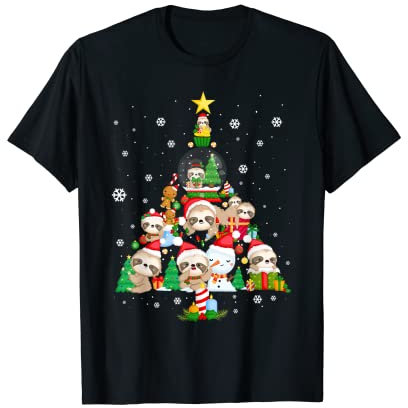 Faultier Weihnachtsbaumschmuck für Frauen Mädchen Kinder niedlich T-Shirt