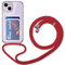 FMPCUON Coque Transparente pour iPhone 6/6s/7/8/SE 2020 avec Porte-Cartes,Cordon de Collier, Etui TPU Bumper avec Cordon Réglable, Téléphone Lanyard Housse, Rouge