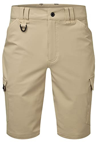 Gill Mens UV Tec Pro Shorts - UPF 50+ UV Sun Protection, Quick Dry, Lightweight, 4-Way Stretch, Water & Stain Repellent (Khaki, L)