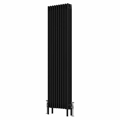 WarmeHaus 1800x470mm Vertical Traditional 4 Column Black Cast Iron Style Radiator Central Heating