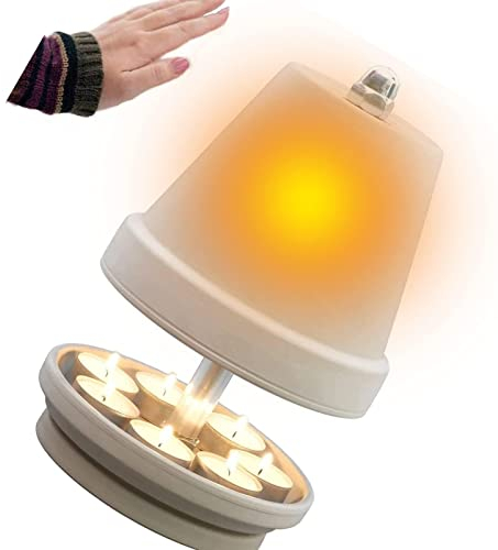 ＣＨＡＭＥＥＮ Teelichtofen groß 6er doppelwandig Tischkamin Tischofen Alternative Tischheizung Feuerschale Leuchturm Teelicht Strand Dekoration Holz Urlaubsdeko Tischdekration Laternchen