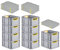 SuperSparSet 10x Eurobox NextGen Color mit Auflagedeckel & Schiebeschnappverschlüsse, HxBxT 22x30x40cm, 20L, Griffe gelb offen, Glatter Boden, Eurobehälter Transportbox Transportbehälter