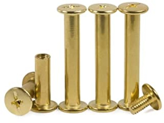 FEEIMOL Chicago Vis de Reliure à Vis Laiton Plaqué Rivets à Tête Plate M5x35mm (20 pcs)