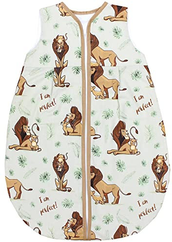 TupTam Baby Sommer Schlafsack 0.5 TOG aus OEKO-TEX zertifizierten Materialien, Farbe: Löwe/Braun/Grün, Größe: 62-74
