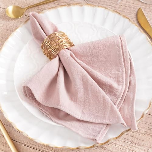 MLMW Rosa Leinenservietten, Stoff-Set, 8 Stück, Baumwolle, waschbar, 40,6 x 40,6 cm, für Hochzeit, Party, Babyparty, Brautparty, Geburtstag, Tischdekorationen