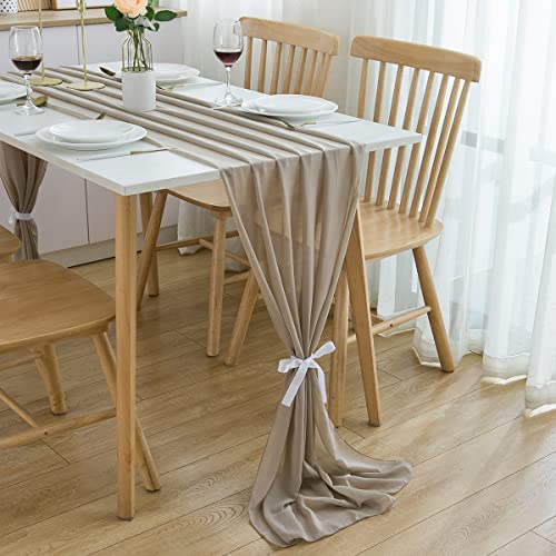 CHUQING Tischläufer Chiffon,70x420 cm,in Kamel,Table Runner,Tischdeko Hochzeit,Tischband Stoff für Geburtstage Weihnachten