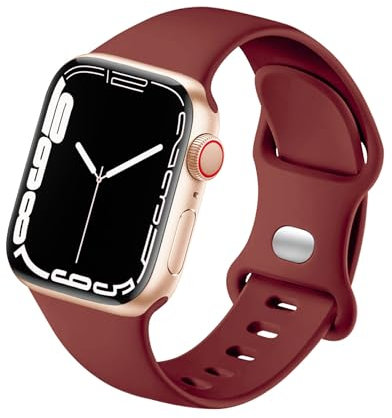 HdanMole Kompatibel mit Apple Watch Armband 38mm 40mm 41mm 42mm 44mm 45mm 46mm, Weiches Silikon Sport Armband Ersatz für iWatch Series 11 10 9 8 7 6 5 4 SE 3 2 1 Herren Damen, Wein