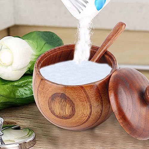 Gavigain Barattolo per Spezie, Piccola Ciotola da Portata in Legno per Scatola di Sale in Legno Barattolo per Spezie, Zuccheriera, Contenitore per Condimenti al Pepe Esclusivo Design Personalizzato