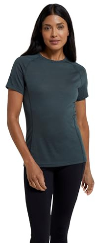 Mountain Warehouse Summit Womens Merino Thermal Top - Moisture Wicking, Anti-Bacterial & Quick Drying Ladies Baselayer - Spring Summer, Outdoors, Travelling & Hiking Khaki Women's Size 14