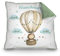 PR Print Royal Personalisiertes Kissen zur Geburt - Löwe im Heißluftballon - Geschenk zur Geburt mit Name und Geburtsdaten Personalisieren | 40 x 40 cm, Rückseite Grün