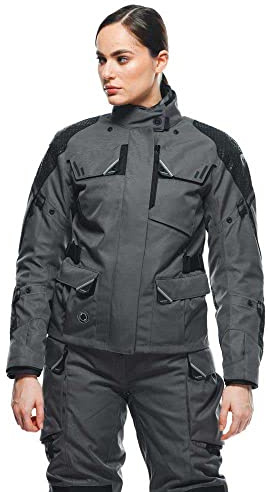 Dainese - Ladakh 3L D-Dry Lady Jacket, Waterproof Motorcycle Touring Jacket, Protections On Shoulders And Elbows, 4 Seasons, Women's Motorcycle Jacket, Iron-Gate/Black, 52