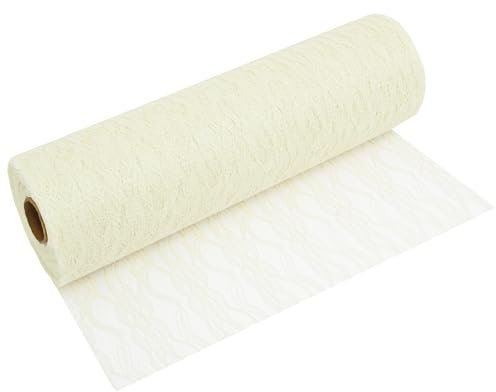 MODERNO Tischläufer Spitzen-Tischband in Creme-Champagner (30 cm x 20 m) hochwertiges Tischdeko-Band für Hochzeiten & Taufen, Festliche Tischdekoration für besondere Anlässe