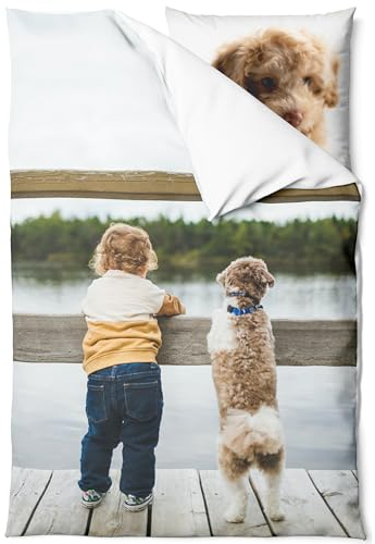 Pictogogo Personalisierte Babybettwäsche, Kinderbettwäsche mit Bild und Text, Bettwäsche mit Foto und Namen, Babybett Komplettset mit Reißverschluss, Oeko-TEX Standard 100 (Foto, 100 x 135 cm)