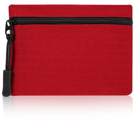 Andibro Mini porte-monnaie en toile, petite pochette à monnaie, porte-monnaie portable avec fermeture éclair pour femme (rouge)