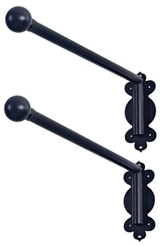 2Pcs Swing Arm Curtain Rod, Curtain Rod Door Curtain Rail Side Panels Window Curtain Display Stand with Finials for Front Door, Black, 120cm