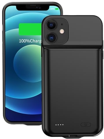 FLSTOR Battery Charge Case for iPhone 12 /iPhone 12 Pro, 7000mAh Backup Charging Case for iPhone 12 6.1inch, 1.5X Carrying Power, Charging and Protection 2 in 1, Black