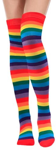 Calzini alti al ginocchio,1PCS calze al ginocchio arcobaleno,calzini donna lunghi,calze donna lunghe,calzini lunghi donna,calzini lunghi,calzini strisce lunghe ginocchio,calze lunghe righe calzini