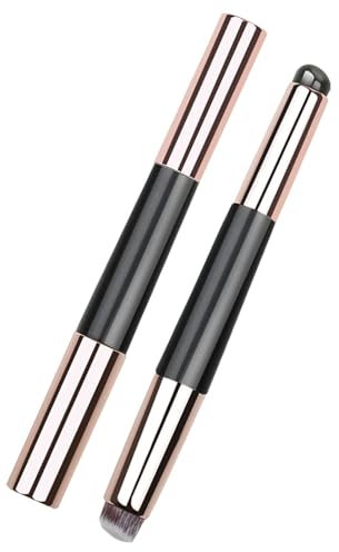 Pennello per trucco in silicone, applicatore per rossetto – applicatore per lucidalabbra, multiuso in silicone con coperchio, applicatore per trucco doppia testa per correttore, ombretto, lipgl