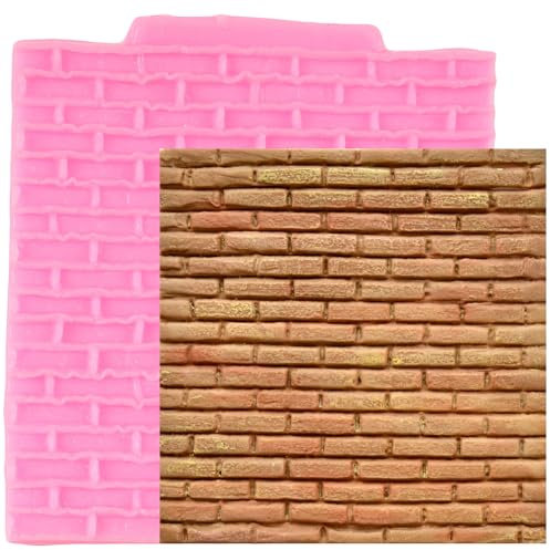 XMOLDNMS Rock Brick Wall Texture Fondant Moulds Brick Wall Silicone Impression Mat for Cake Decoration Chocolate Cupcake Topper Candy Polymer Clay Gum Paste