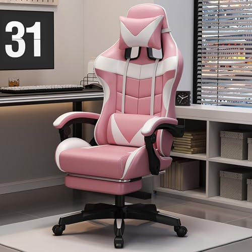 CUCKQUIC Gaming Chair Ergonomic Computer Chair with Footrest and Lumbar Support Height Adjustable Gaming Chair for Boys Adults Teens D