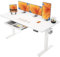 ErGear Electric Standing Desk 160 x 80 cm, Height Adjustable Desk, Sit Stand Table with Easy-Glide Drawer & 4 Memory Smart Pannal, T-Leg Design for Stability, Splice Board, White Frame & Surface