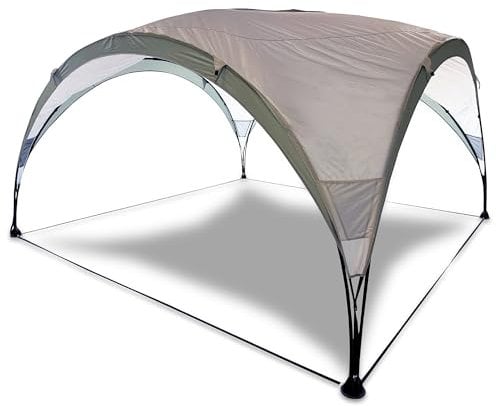 ENVA Veranstaltungs Pavillon 3,6x3,6 m rundes Kuppelpavillon mit Sonnen -und Regenschutz inkl. Tragetasche, Heringe & Abspannseile wetterfestes Partyzelt ideal für Gartenpartys, Picknicks und Events