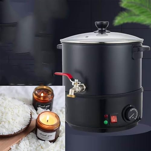 PRMTYUP Olla Grande para Derretir Cera De 6, 10 Y 20 L, Control De Temperatura De 9 Niveles, MáQuina EléCtrica para Derretir Cera para Uso Comercial, FáCil Limpieza,Negro,6L