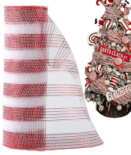 XIAOXIAOYU Cinta de guirnalda de árbol de Navidad, cinta de malla con purpurina, herramienta de decoración impermeable para jarrones, árboles de Navidad, y barandillas