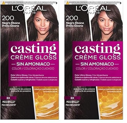 L'Oreal Paris Casting Crème Gloss Coloración Sin Amoniaco, Tono: 200 Negro Ébano (Paquete de 2)