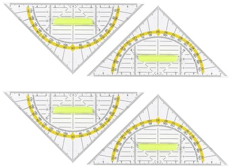 Parthan 4 Stück Geodreieck Transparent mit Griff, Geometrie Dreieck für Schule und Studium, Schreibtischzubehör Flexibel und Rutschfest, 16cm Geodreieck Klein, Geo Dreieck