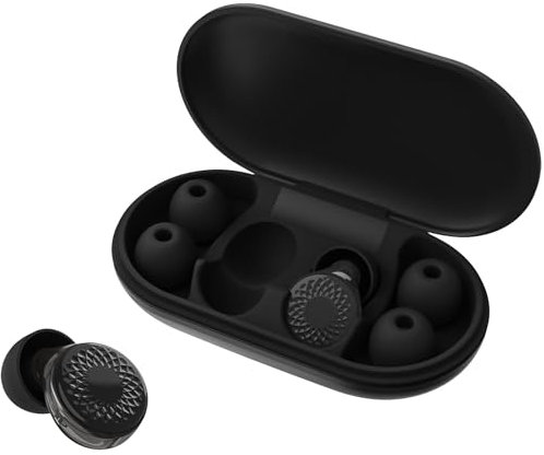 Ear Plugs for Sleeping, Noise Cancelling, Snoring Blocking, Flying, Shooting - Reusable Silicone Earplugs with Earplug Case, Comfortable, Portable, 45dB Noise Reduction, Black