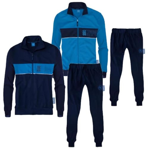Generico Tuta Napoli Cotone Garzato Tuta Homewear Full Zip | Pigiami Calcio Personalizzati Con Nome e Numero PS 46643