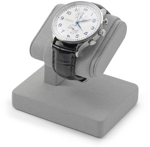 Papten Uhrenständer aus Samt – Luxus Einzel-Uhrenhalter mit weichem Velours, Edle Tischablage für Damen- & Herrenuhren（Grau）