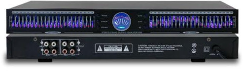Professional 22-Band Stereo Graphic Audio Equalizer, Dual Channel Rack Mount with 10 Preset Effects & Automatic Noise Reduction for Studio Recording